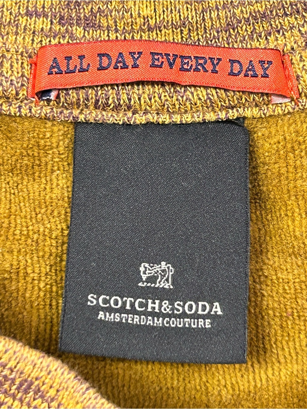 Scotch & Soda Men's Marled Mustard Crewneck Sweater Mélange Texture Men’s M - Picture 4 of 9